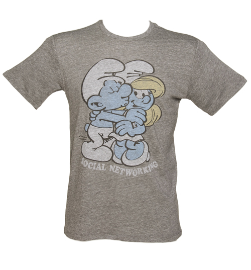 Junk Food Mens Grey Triblend Smurfs Social Networking