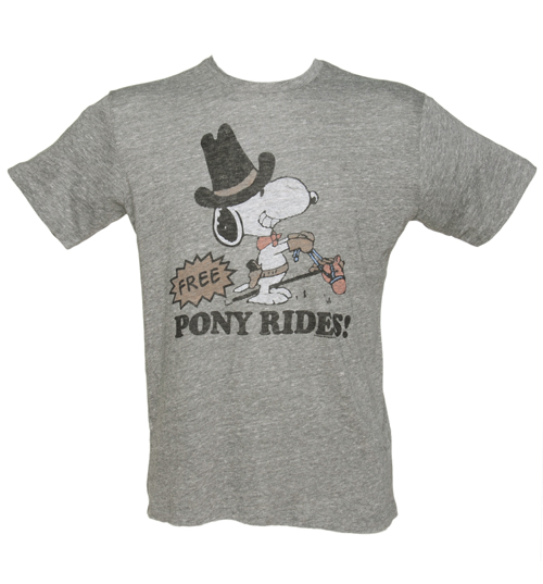 Junk Food Mens Grey Triblend Snoopy Free Pony Rides