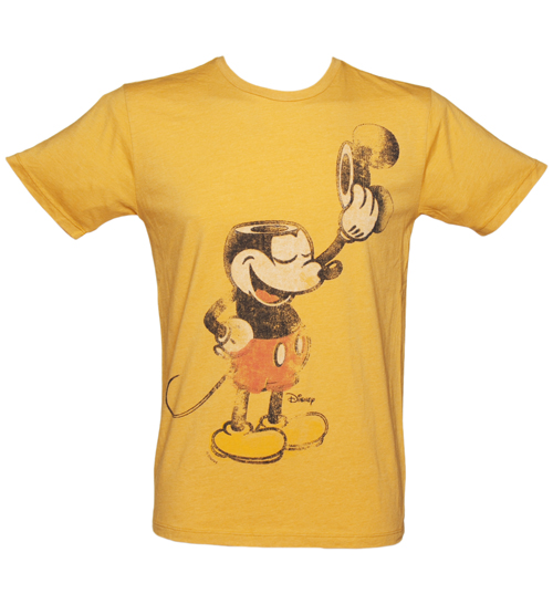 Junk Food Mens Mustard Mickey Mouse Ears Off T-Shirt