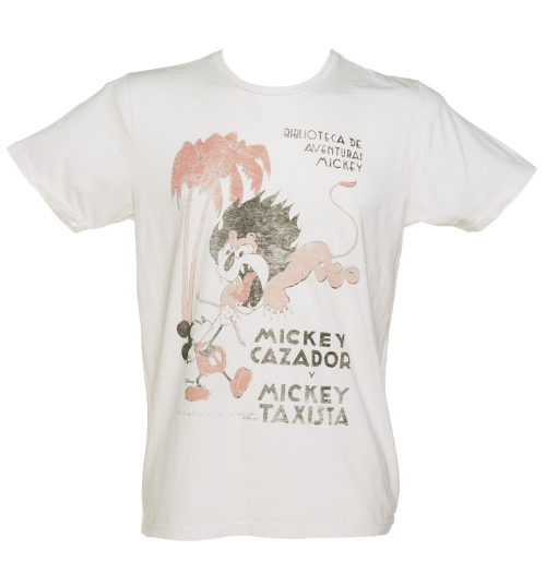 Junk Food Mens Off White Mickey Mouse Vintage Print