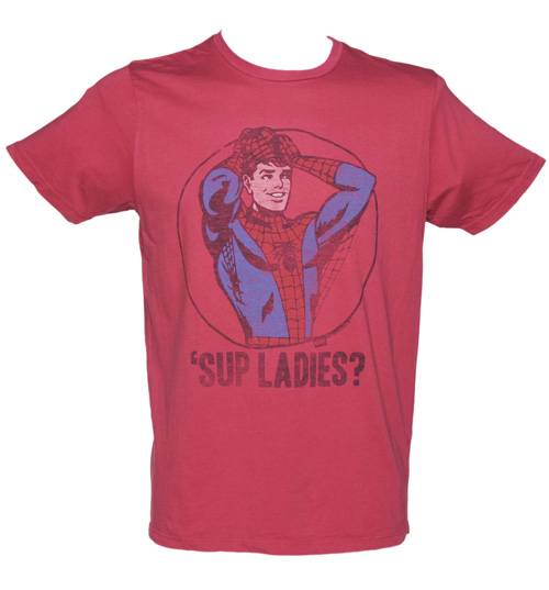 Junk Food Mens Red Spiderman Sup Ladies? T-Shirt