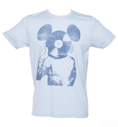 Junk Food Mens Sky Blue Record Face Mouse T-Shirt