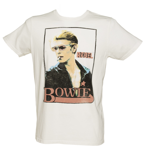 Mens Sugar White David Bowie Rebel T-Shirt