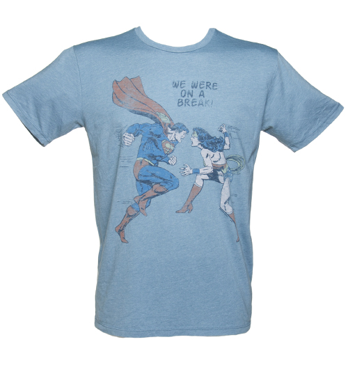 Mens Vintage Blue Superman And Wonder Woman