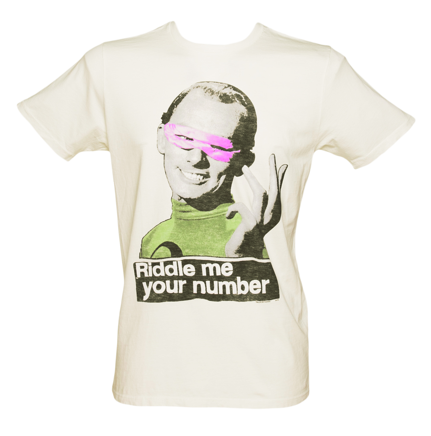 Mens White DC Comics Riddle Me Your Number