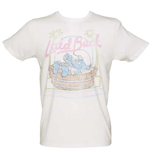 Junk Food Mens White Laid Back Smurfs T-Shirt from