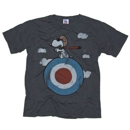 Junk Food Snoopy Target Plane Charcoal T-Shirt