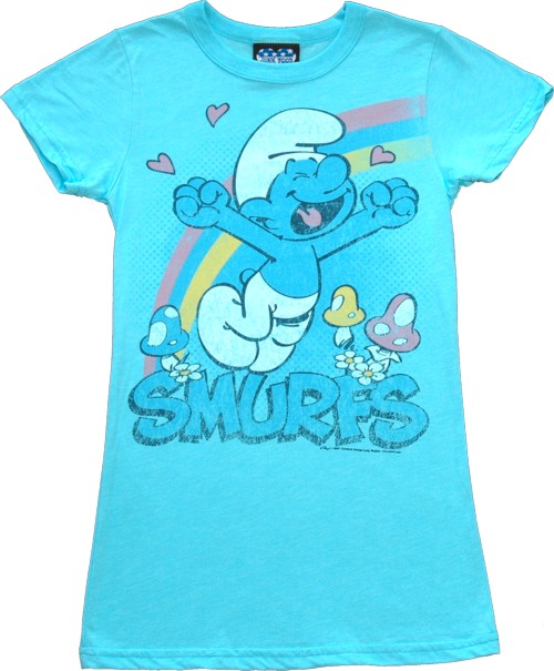 Turquoise Ladies Smurfs T-Shirt from Junk Food