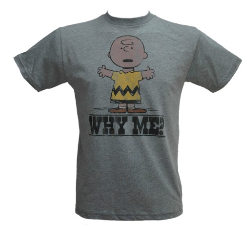 Why Me? Men` Charlie Brown Grey T-Shirt from Junk Food