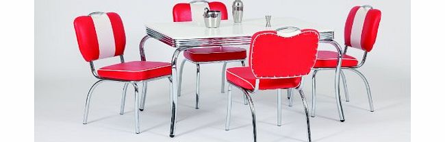 Just-Americana.com American Diner Furniture 50s Style Retro Rectangular Table and 4 Chairs