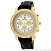 Just Bling ``Calvin Gold`` Leather Diamond Watch