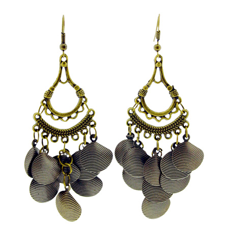 Just Bling Dangling Grey Shell Shaped Earrings