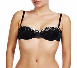 Black and leopard balconette bra