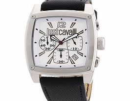 Just Cavalli Black leather stainless steel watch