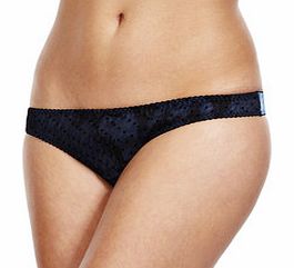 Blue polka dot overlay thong