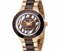 Just Cavalli Brown and gold-tone ceramic watch