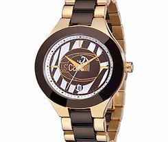 Brown and gold-tone ceramic watch