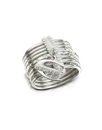 Just Cavalli Infinity - Logo Charm Silver Plated Stacked Ring
