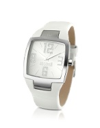 Just Cavalli JC Lusa - Square Dial White Leather Strap Watch