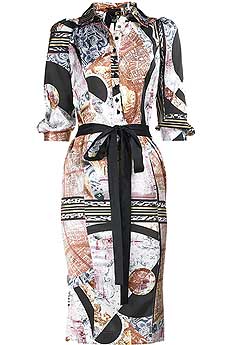 Renaissance print shirt dress
