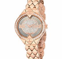 Just Cavalli Sphinx rose gold-tone snake strap watch