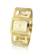 Just Cavalli Squared - Logo Gold Plated Link Bracelet Watch
