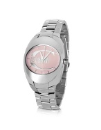 Just Cavalli Wave - Pink Logo Dial Stainless Steel Bracelet