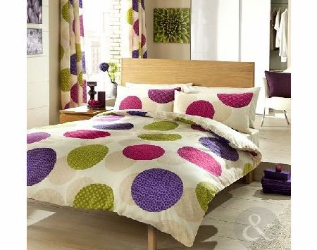 Just Contempo CIRCLE PATCHWORK Bedding Duvet Cover Set Bed Quilt Cover Sets Purple ( green aubergine cream plum Double Duvet Cover