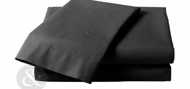 Just Contempo PLAIN FITTED SHEETS Linen Poly Cotton Bedding Bed Fitted Sheet Black King Size ( kingsize )
