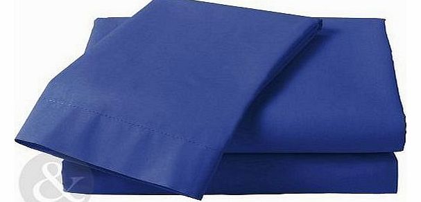 Just Contempo PLAIN FITTED SHEETS Linen Poly Cotton Bedding Bed Fitted Sheet Navy ( dark blue ) Single