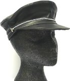 Just For Fun Biker Hat - Leather Look with Chain