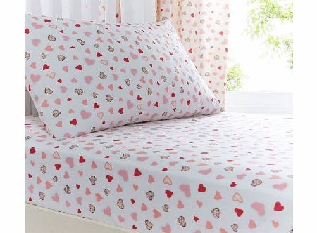 Just Kidding Sweetheart Pink Girls Single Fitted Sheet Pillowcase Bedding Set