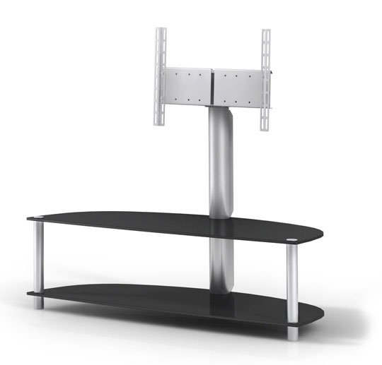 Just Racks Just-Racks JR1200-BG Black Glass TV Stand With