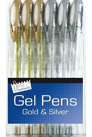 Just stationery  Gel Ink Pen - Silver/Gold (Set of 6)
