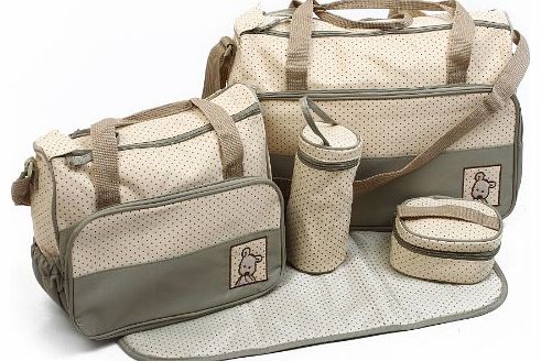 just4baby 5pcs Baby Nappy Changing Bags Set in Khaki