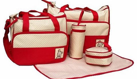 just4baby 5pcs Baby Nappy Changing Bags Set in Red