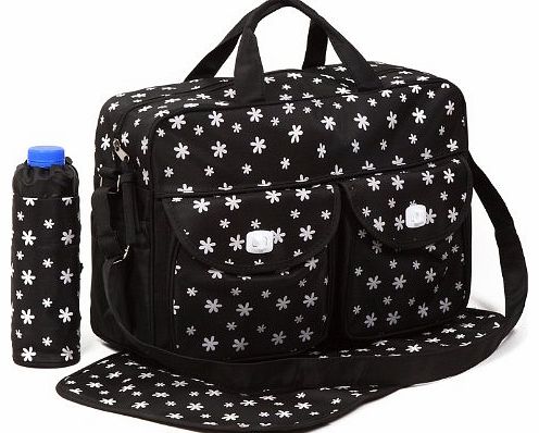 just4baby Black 3pcs Baby Diaper Nappy Changing Bag Set B:Daisy Design