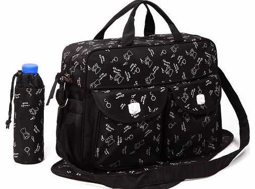just4baby Black 3pcs Baby Diaper Nappy Changing Bag Set C:Bear Design