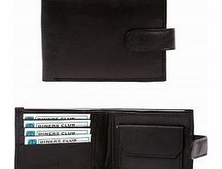 Just4ugifts Quality Gents Black Leather Wallet and Card Case
