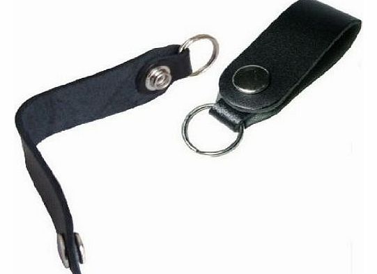 Just4ugifts Quality Leather Key Fob - Key Loop Keyring - Attach to Trouser Belt Loop or Bag (Black)