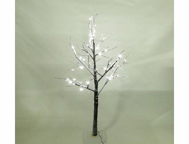JustArtificial Artificial LED Snowy Twig Christmas Tree - 125cm, Brown amp; White, Pre-Lit