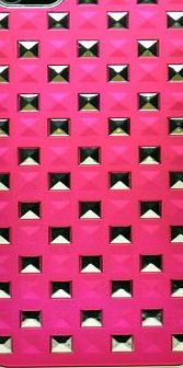 Iphone 5 / 5s Hot Lipstick Pink Disco Handbag Leather Stud Look Silver Rim Bumper Surround / Skin / Case / Cover / Shell / Protector / Mobile / Phone / Smartphone / Accessories.