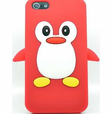 Justin Case Iphone 5 Smartphone Contract Or Pay As You Go Penguin Cute Animal Red Silicone / Skin / Case / Cover / Shell / Protector / Mobile / Phone / Smartphone / Accessories.