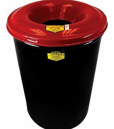 Justrite Manufacturing Justrite 26415 Cease-Fire Steel Waste Receptacle Drum with Red Steel Head, 15 Gallon Capacity, 14-1/2`` OD x 25-3/4`` Height, Gray by Justrite Manufacturing