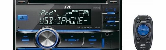 JVC KW-R500 Double Din Car Stereo System with Full Speed iPod Control and Bluetooth Ready