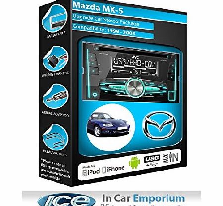 JVC Mazda MX-5 CD player radio, JVC car stereo with front USB AUX in play iPod iPhone Android