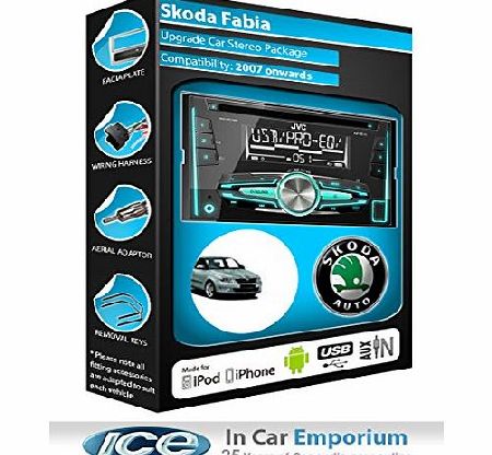 JVC Skoda Fabia CD player radio, JVC car stereo with front USB AUX in play iPod iPhone Android