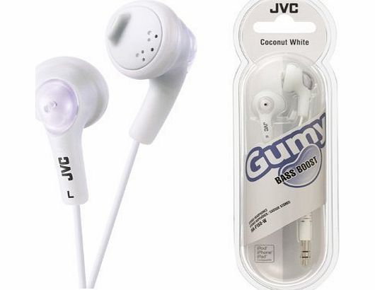 JVC UKDapper JVC HAF160 White Gumy Bass Boost Stereo Headphones for iPod, iPhone, MP3 and Smartphone
