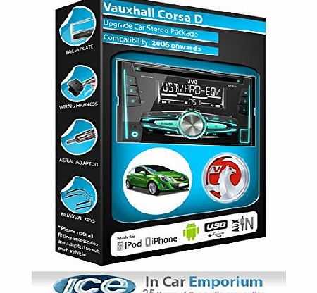 JVC Vauxhall Corsa D CD player radio, JVC car stereo with front USB AUX in play iPod iPhone Android