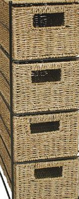 JVL 4-Drawer Seagrass Tower, 24 x 17 x 64.5 cm